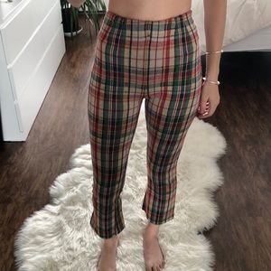 Free People Plaid Cropped Flare Pants